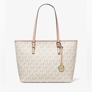 Michael Kors Beige Monogram Tote jet setter medium